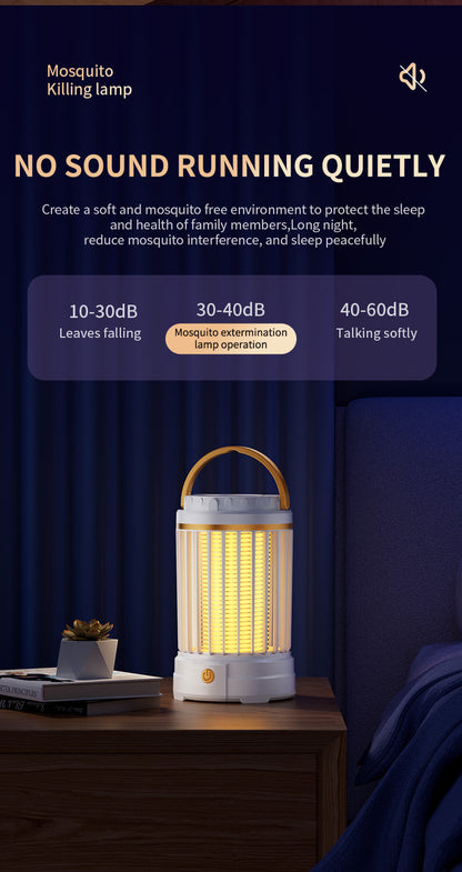 White Portable 3-in-1 Electric Mosquito Zapper Lamp - UV Bug Killer, Warm Night Light & Bright Lantern, USB Plug-in use - Image 7