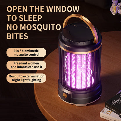 Dark Blue Portable 3-in-1 Electric Mosquito Zapper Lamp - UV Bug Killer, Warm Night Light & Bright Lantern, USB Plug-in use - Image 3