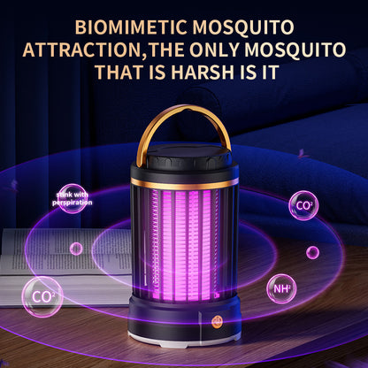 USB Rechargeable Black Portable 3-in-1 Electric Mosquito Zapper Lamp - UV Bug Killer, Warm Night Light & Bright Lantern - Image 4