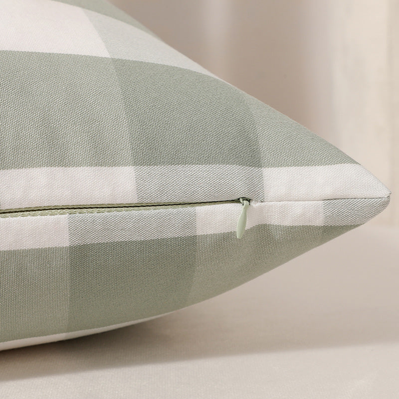 Green Big Plaid Pattern Set of 2 Decorative Cushion Covers - 45x45cm, Soft Polyester (Inserts Not Included) - Image 3