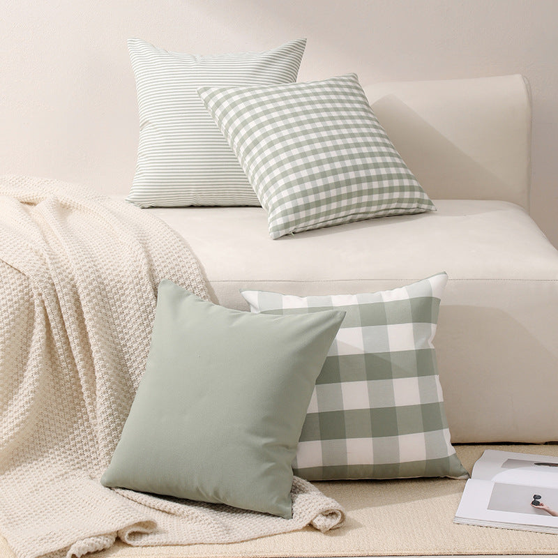 Green Pinstripe Pattern Set of 2 Decorative Cushion Covers - 45x45cm, Soft Polyester (Inserts Not Included) - Image 2