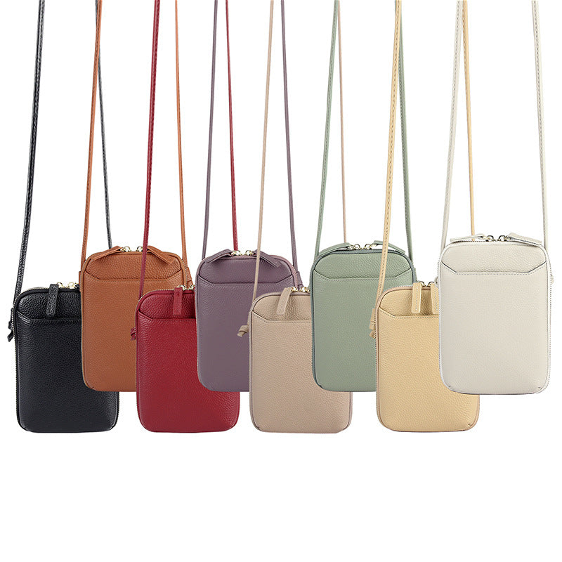 Wine Red Premium Leather Mini Crossbody Phone Bag - Stylish Multi-Pocket Organizer for Women - Image 3