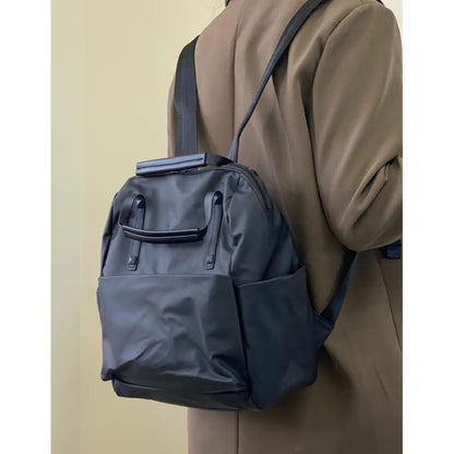 Size S Black Stylish Waterproof Nylon Backpack - Lightweight, Multi-Pocket for Travel, Commute & Daily Use - Image 2