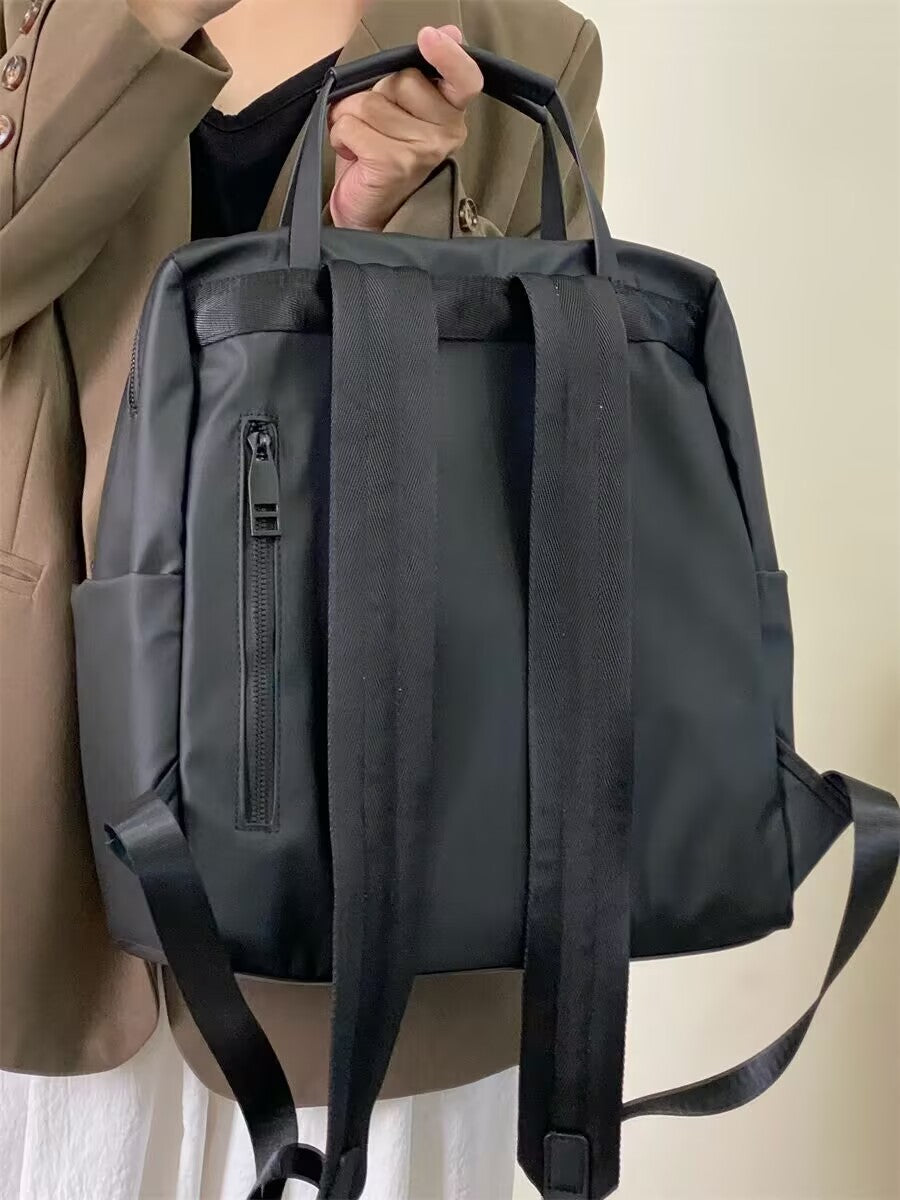 Size S Black Stylish Waterproof Nylon Backpack - Lightweight, Multi-Pocket for Travel, Commute & Daily Use - Image 5