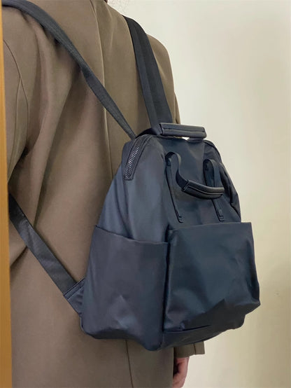 Size L Black Stylish Waterproof Nylon Backpack - Lightweight, Multi-Pocket for Travel, Commute & Daily Use - Image 3