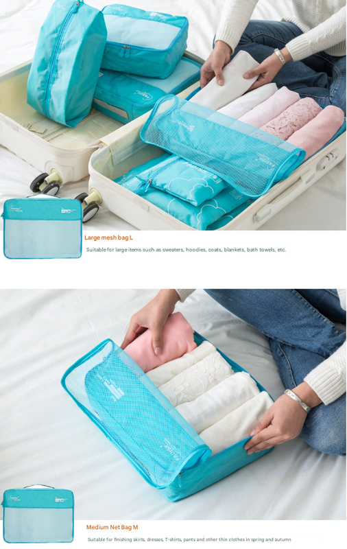 Dark Blue 7-Piece Travel Packing Cubes & Organizer Set - Lightweight Luggage Storage Bags for Clothes, Shoes & Toiletries - Image 5