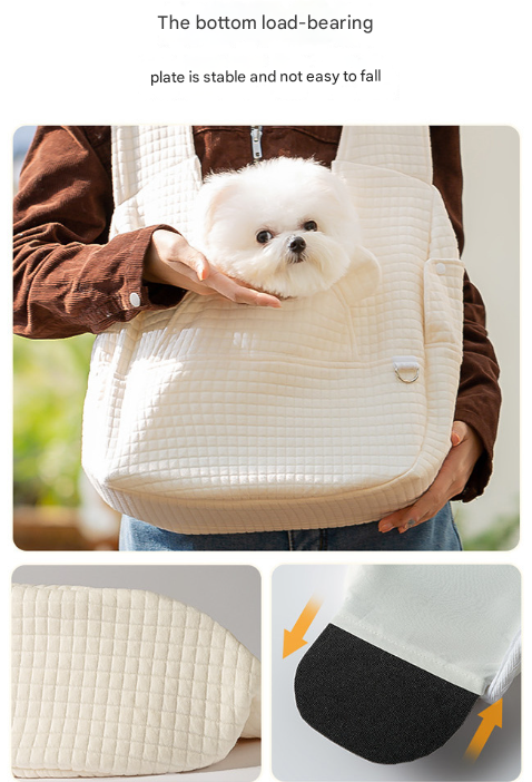Beige Soft Quilted Pet Carrier Backpack - Front Pack for Small Dogs & Cats (Up to 6kg) | Secure X-Straps, Breathable Design - Image 5