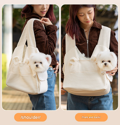 Grey Soft Quilted Pet Carrier Backpack - Front Pack for Small Dogs & Cats (Up to 6kg) | Secure X-Straps, Breathable Design - Image 2