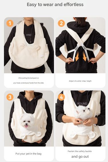 Grey Soft Quilted Pet Carrier Backpack - Front Pack for Small Dogs & Cats (Up to 6kg) | Secure X-Straps, Breathable Design - Image 6