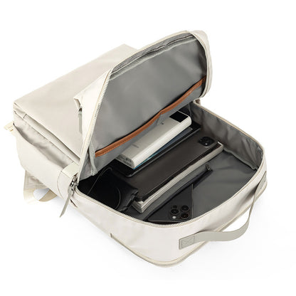 Beige Slim Minimalist Laptop Backpack - Shockproof & Anti-Theft Design, Travel-Friendly with Luggage Strap, Water-Resistant - Image 8