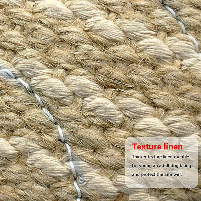 Red and Khaki Heavy Duty Jute Dog Bite Pillow - Professional Training Tug Toy with 3 Handles for Schutzhund, K9, Agility & Bite Work - Image 5
