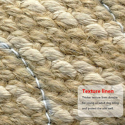Red and Khaki Heavy Duty Jute Dog Bite Pillow - Professional Training Tug Toy with 3 Handles for Schutzhund, K9, Agility & Bite Work - Image 5