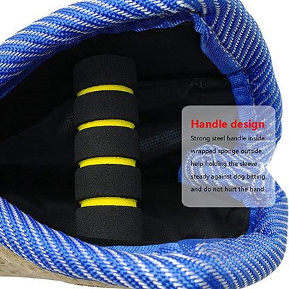 Yellow and Khaki Heavy Duty Jute Dog Bite Pillow - Professional Training Tug Toy with 3 Handles for Schutzhund, K9, Agility & Bite Work - Image 4