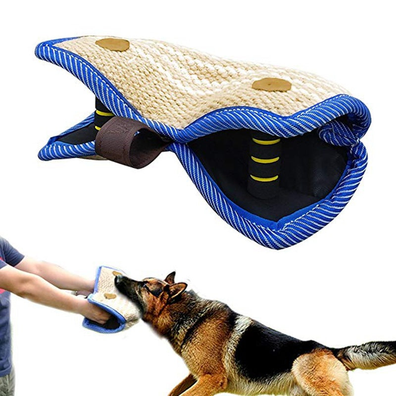 Black and Khaki Heavy Duty Jute Dog Bite Pillow - Professional Training Tug Toy with 3 Handles for Schutzhund, K9, Agility & Bite Work - Image 8
