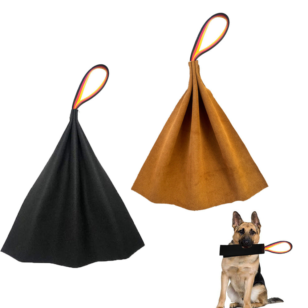 Black Premium Full-Grain Leather Dog Training Tug - Interactive Bite Rag with Strong Loop Handle for Play & Drive Building - Image 2