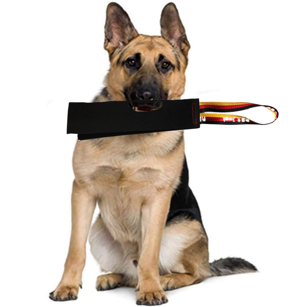 Black Premium Full-Grain Leather Dog Training Tug - Interactive Bite Rag with Strong Loop Handle for Play & Drive Building - Image 7