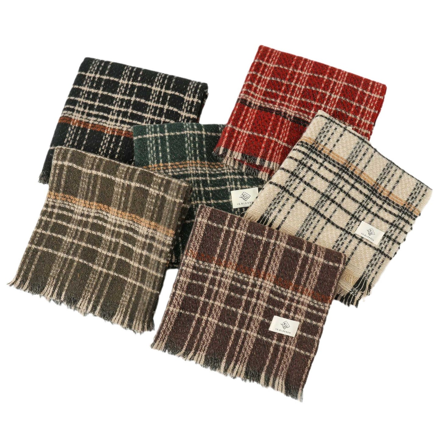 Black Chic Plaid Winter Scarf - Large Soft Polyester Shawl Wrap with Tassels, Korean Inspired Fashion - Image 2
