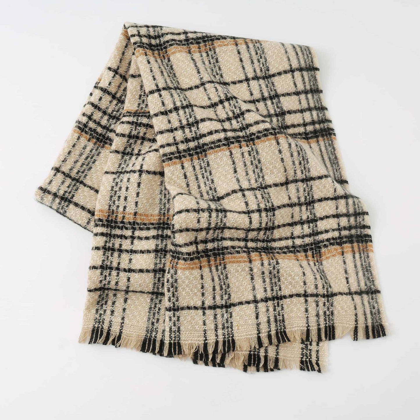 Green Chic Plaid Winter Scarf - Large Soft Polyester Shawl Wrap with Tassels, Korean Inspired Fashion - Image 6