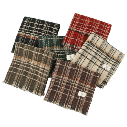 Coffee Chic Plaid Winter Scarf - Large Soft Polyester Shawl Wrap with Tassels, Korean Inspired Fashion - Image 2