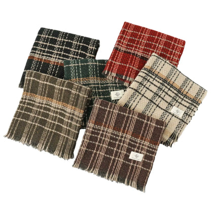 Coffee Chic Plaid Winter Scarf - Large Soft Polyester Shawl Wrap with Tassels, Korean Inspired Fashion - Image 2