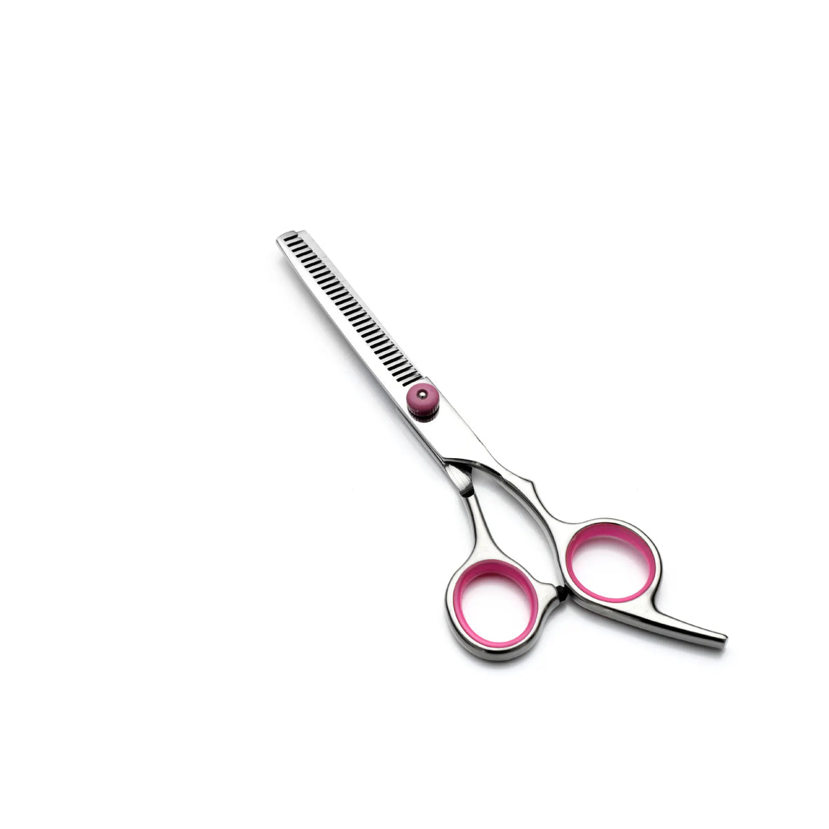 Pink and Silver Complete 5-Piece Pet Grooming Scissors Kit - Stainless Steel Straight, Curved & Thinning Shears with Comb & PU Case (6.0 Inch) - Image 5