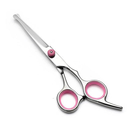 Pink and Silver Complete 5-Piece Pet Grooming Scissors Kit - Stainless Steel Straight, Curved & Thinning Shears with Comb & PU Case (6.0 Inch) - Image 6