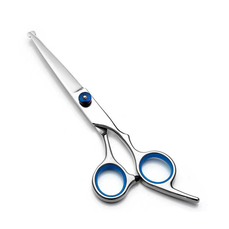 Blue and Silver Complete 5-Piece Pet Grooming Scissors Kit - Stainless Steel Straight, Curved & Thinning Shears with Comb & PU Case (6.0 Inch) - Image 5