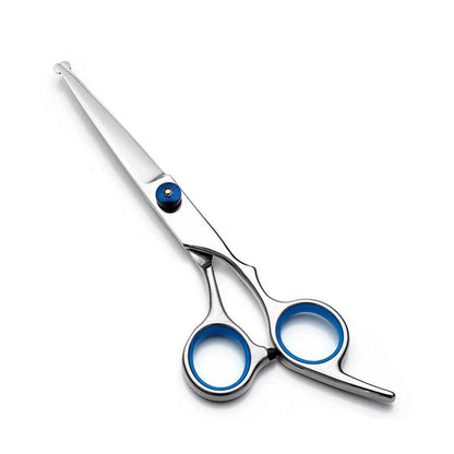 Blue and Silver Complete 5-Piece Pet Grooming Scissors Kit - Stainless Steel Straight, Curved & Thinning Shears with Comb & PU Case (6.0 Inch) - Image 5