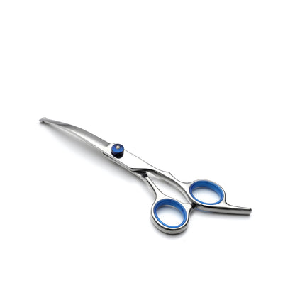 Blue and Silver Complete 5-Piece Pet Grooming Scissors Kit - Stainless Steel Straight, Curved & Thinning Shears with Comb & PU Case (6.0 Inch) - Image 6