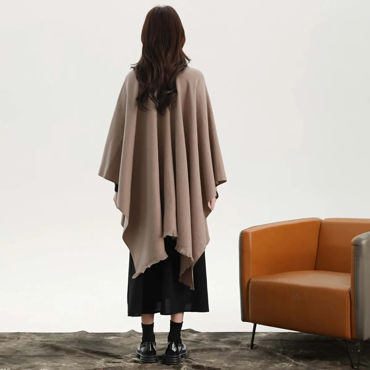 Pink Elegant Soft Knit Poncho Cape - Warm Autumn Winter Shawl Wrap with Side Tie, Thick & Luxurious Feel - Image 5