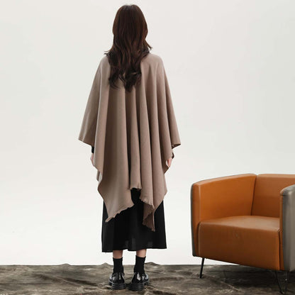 Grey Elegant Soft Knit Poncho Cape - Warm Autumn Winter Shawl Wrap with Side Tie, Thick & Luxurious Feel - Image 5