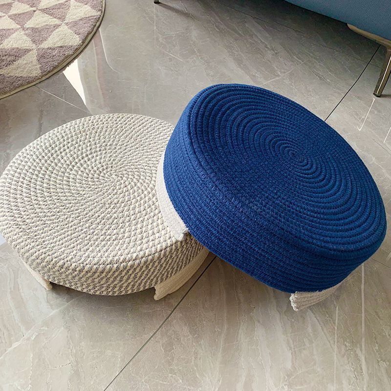 Blue and White Chic Two-Tone Woven Cotton Rope Cat Bed - Cozy Handmade Pet Nest & Storage Basket - Image 4