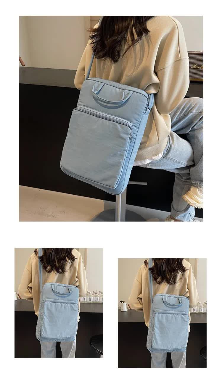 Pink Lightweight Nylon Vertical Crossbody Tote Bag - Casual Shoulder Bag with Adjustable Strap & Pockets - Image 7