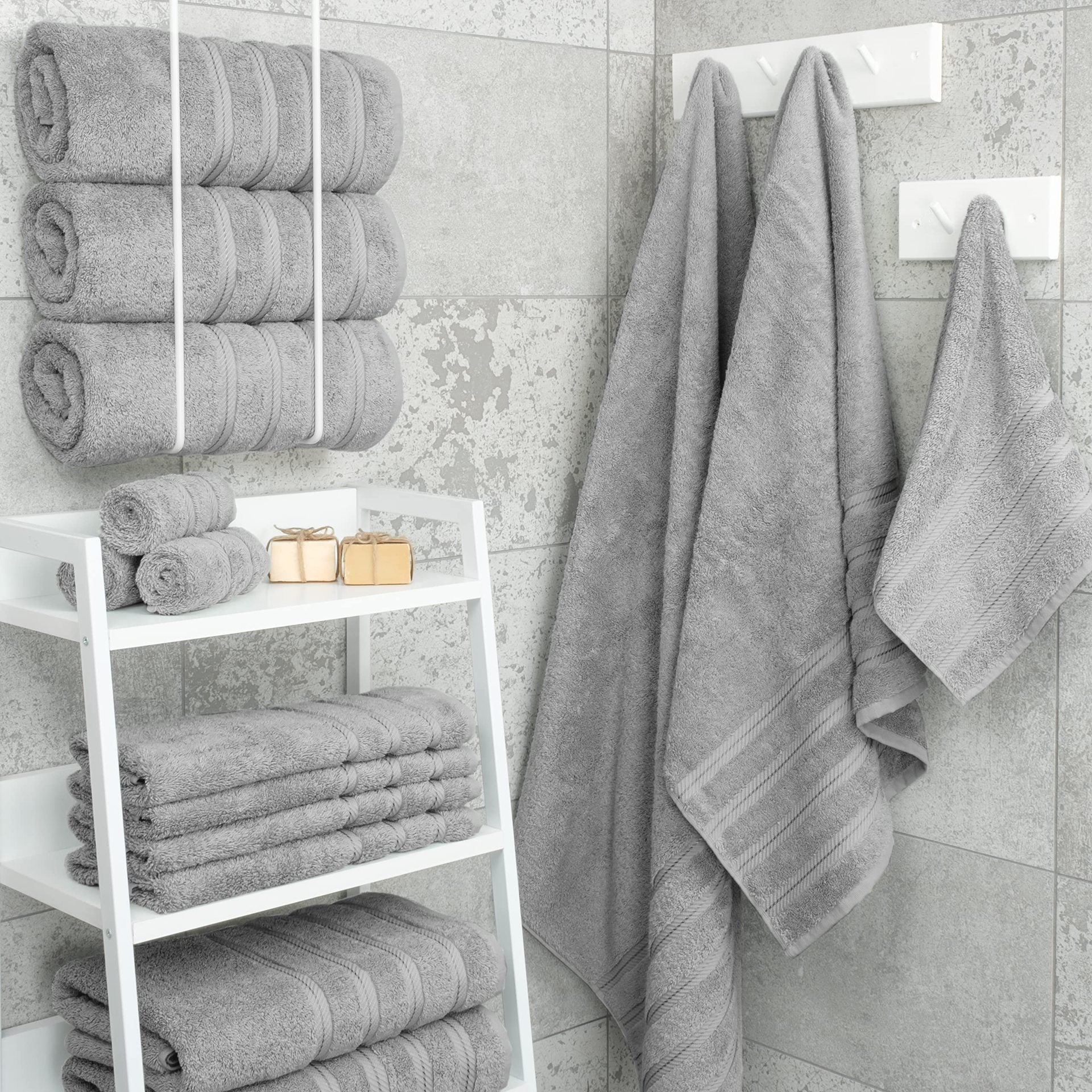 Black Luxury 6-Piece Combed Cotton Towel Bale Set - Ultra Soft & Absorbent Bath, Hand, Face Towels - Image 4