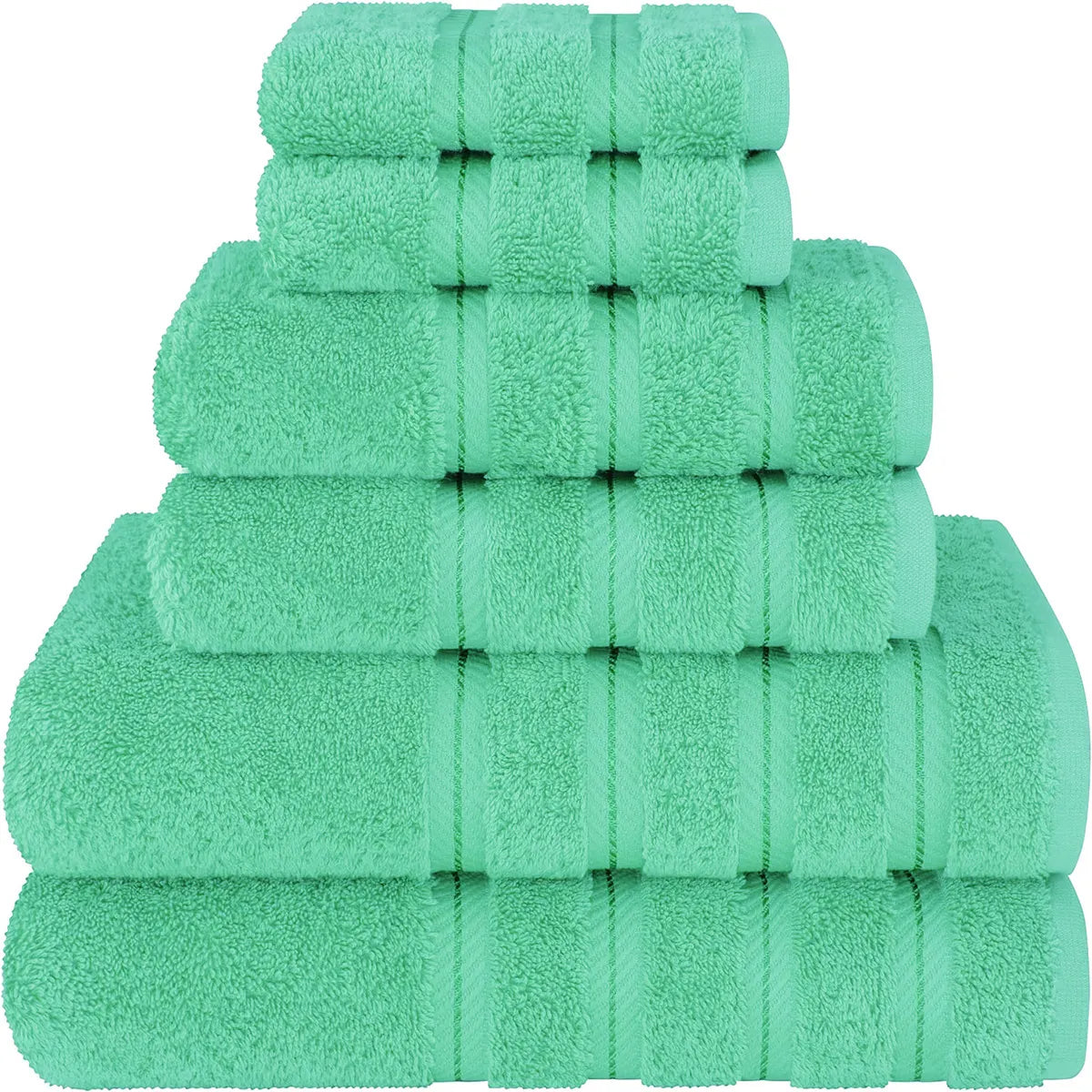 Green Luxury 6-Piece Combed Cotton Towel Bale Set - Ultra Soft & Absorbent Bath, Hand, Face Towels