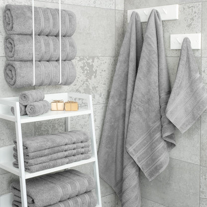 Green Luxury 6-Piece Combed Cotton Towel Bale Set - Ultra Soft & Absorbent Bath, Hand, Face Towels - Image 4