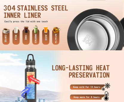 Green 480ml Insulated Stainless Steel Water Bottle - Leakproof One-Click Lid Thermal Flask for Hot & Cold Drinks  - Image 5