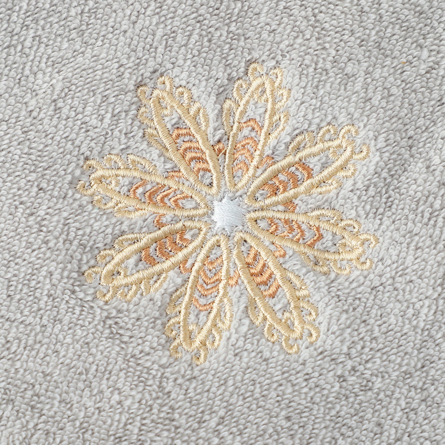 White 4-Pack Elegant Green Floral Embroidered Cotton Hand Towels - Ultra Soft & Absorbent  - Image 5