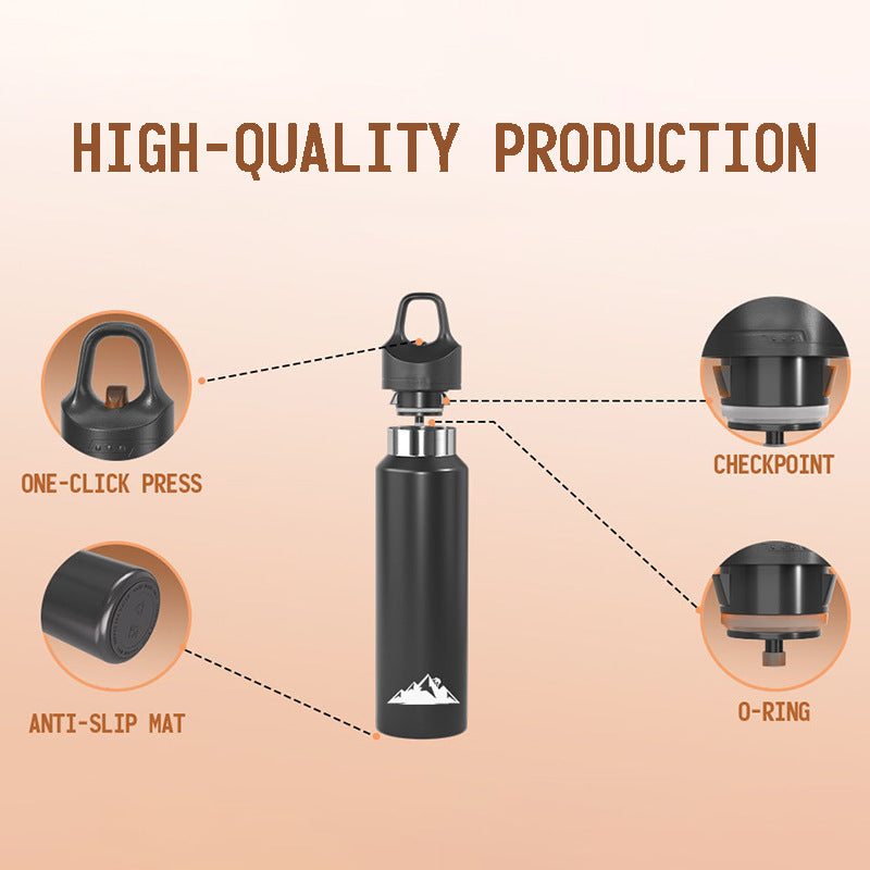 Pink 680ml Insulated Stainless Steel Water Bottle - Leakproof One-Click Lid Thermal Flask for Hot & Cold Drinks  - Image 3