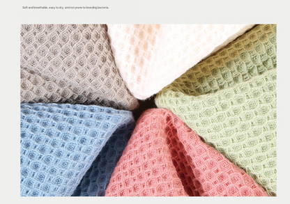 Pink Premium 3-Piece Waffle Weave Cotton Towel Set - Lightweight, Quick-Dry & Absorbent - Bath, Hand, Face Cloth - Image 5