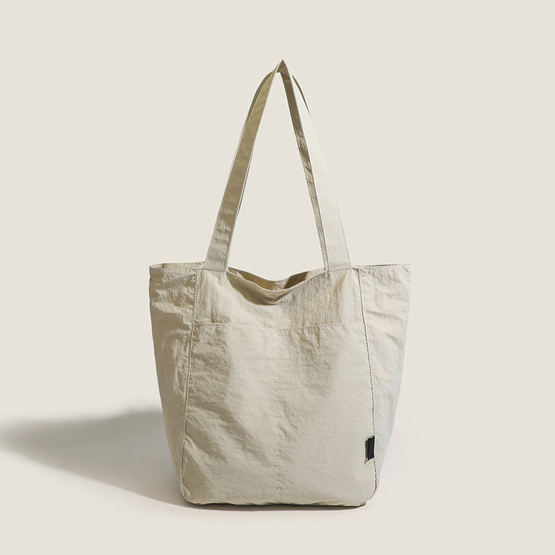 Beige Chic Lightweight Canvas Blend Tote Bag - Stylish Large Capacity Shoulder Bag for Women, Perfect for Commute & Daily Use