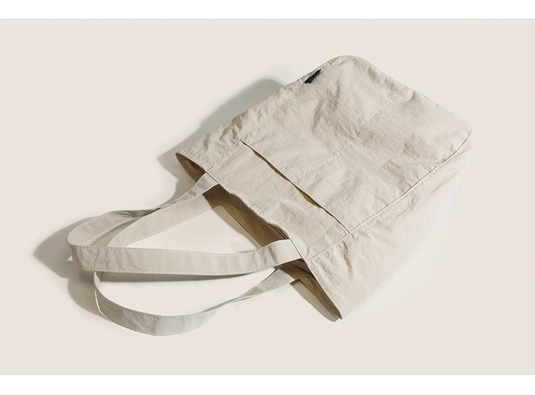 Beige Chic Lightweight Canvas Blend Tote Bag - Stylish Large Capacity Shoulder Bag for Women, Perfect for Commute & Daily Use - Image 2