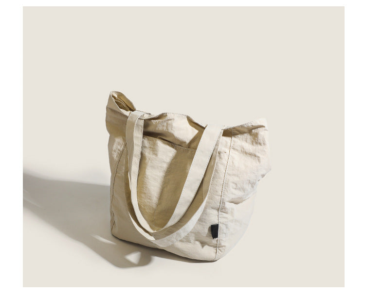 Beige Chic Lightweight Canvas Blend Tote Bag - Stylish Large Capacity Shoulder Bag for Women, Perfect for Commute & Daily Use - Image 6
