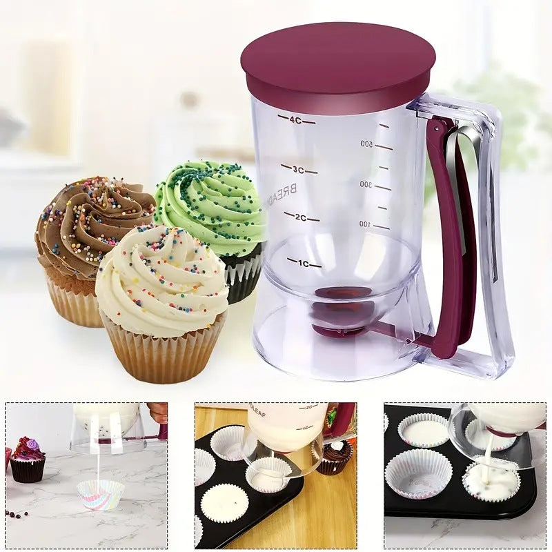 Purple Precision Batter Dispenser with Measurement Marks - 900ml Easy Pour for Pancakes, Cupcakes & Waffles - Image 3