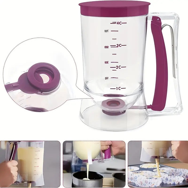 Red Precision Batter Dispenser with Measurement Marks - 900ml Easy Pour for Pancakes, Cupcakes & Waffles - Image 4