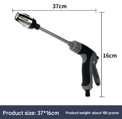 Black and Grey Heavy Duty Long Wand Garden Hose Nozzle - High Pressure Water Spray Gun with Adjustable Patterns for Car Wash, Plants & Cleaning - Image 2