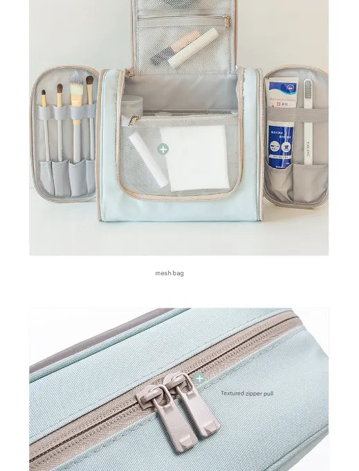 Dark Blue Large Capacity Hanging Travel Toiletry Bag - Portable Waterproof Organizer for Cosmetics, Makeup & Toiletries with Multiple Compartments - Image 6