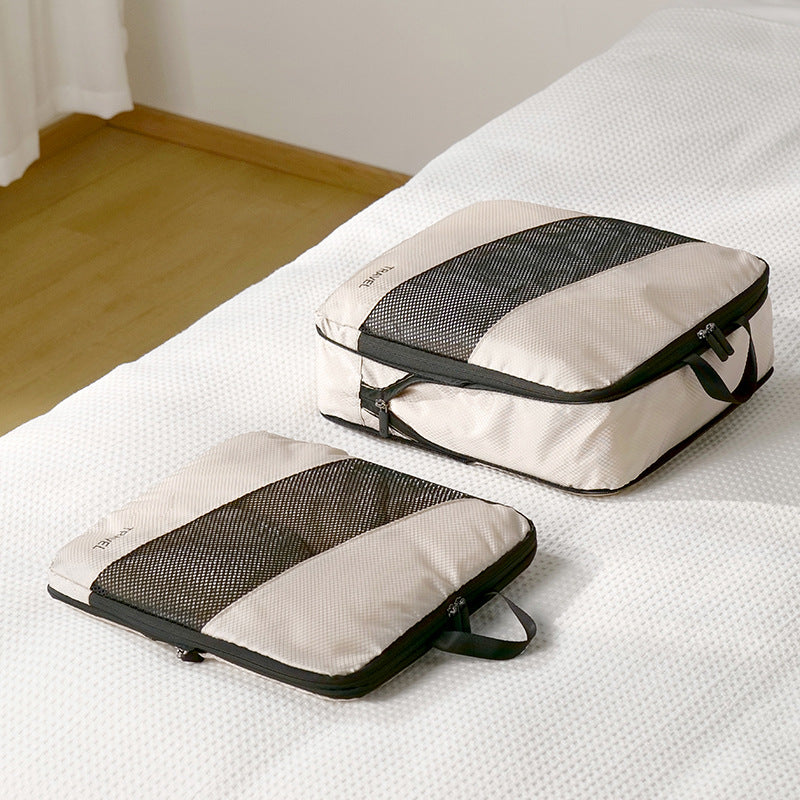 Grey and Black Premium 6-Piece Compression Packing Cubes Set - Lightweight Polyester Travel Organizers for Luggage, Includes Shoe Bag & Toiletry Pouch - Image 3