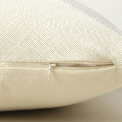 Khaki and Gray Modern Geometric Faux Leather & Cotton-Linen Cushion Covers - Set of 2, 45x45cm Decorative Pillowcases for Sofa & Car - Image 5