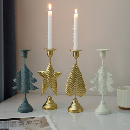 Gold Elegant Star Metal Candlestick Holder - Decorative Taper Candle Stand for Home, Tabletop & Special Occasions - Image 2